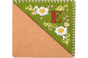 PATIKIL Personalized Embroidered Corner Bookmark, Cute Flower Felt Stitched Triangle Book Mark Page Marker for Women Men Book