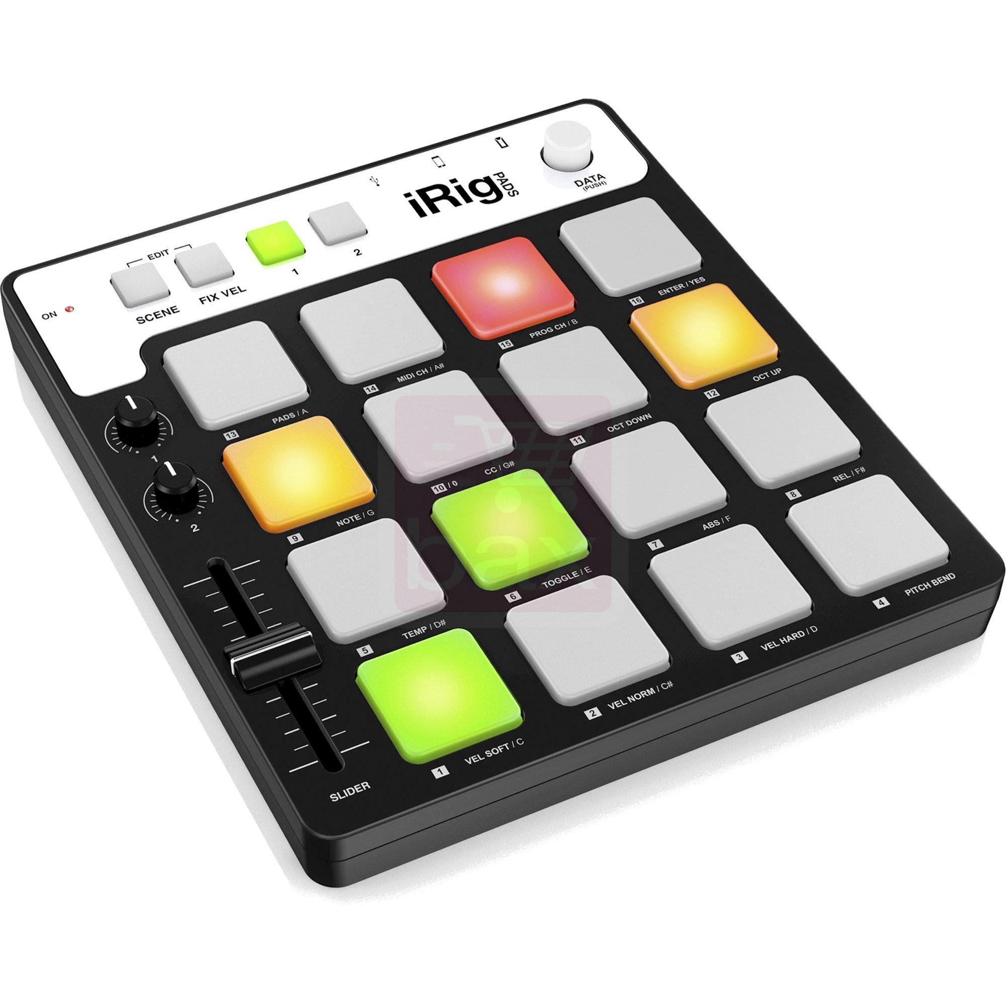 IK Multimedia iRig Pads Portable Universal MIDI Groove Controller for Apple iPad, iPhone, iPod Touch, Mac and PC-Black