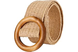 SeptCity Women Woven Rattan Wide Stretch Straw Belt
