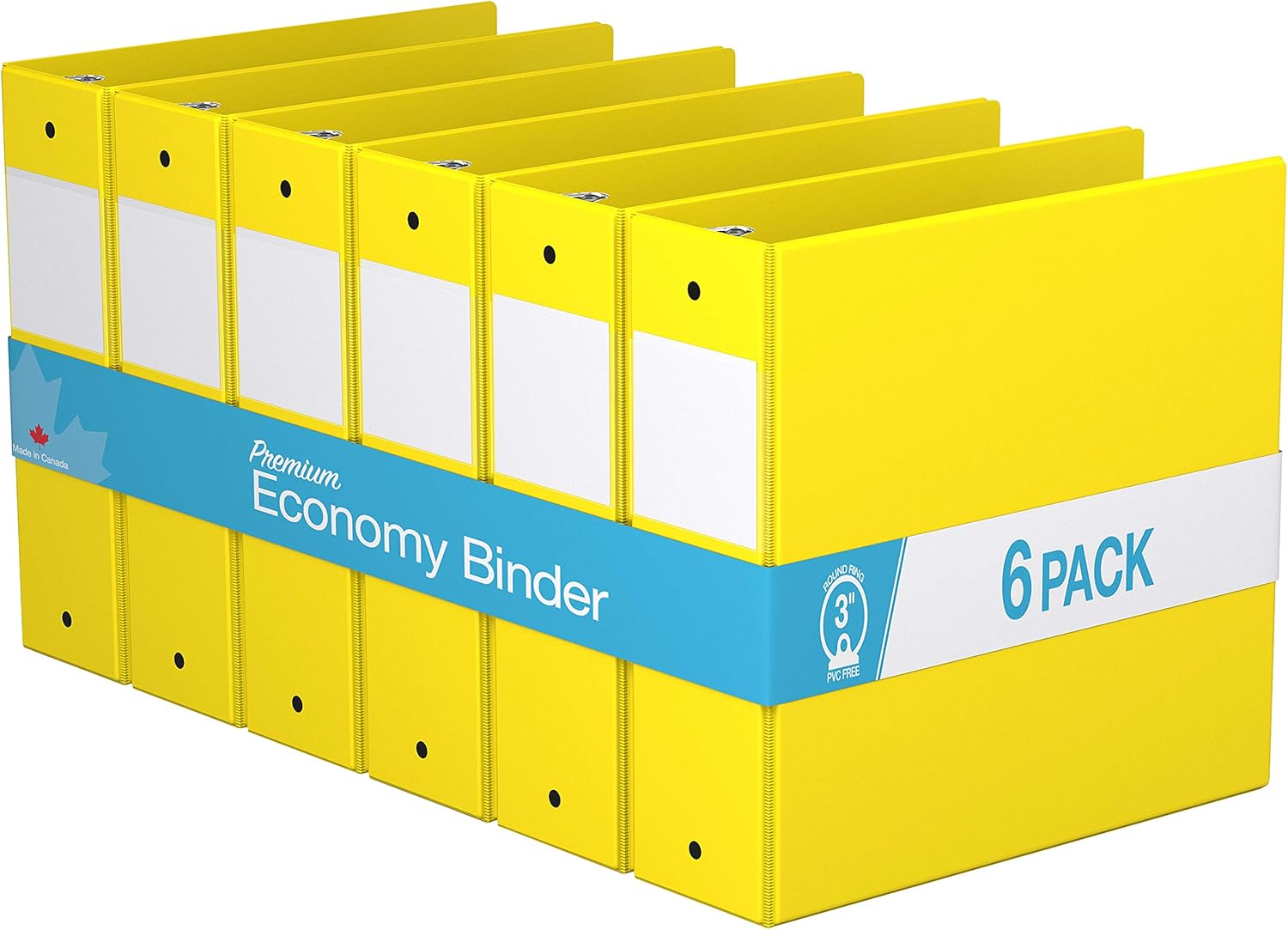 Premium Economy, Round Ring, Binder, 6 Pack (Yellow, 3") Amazon.ca