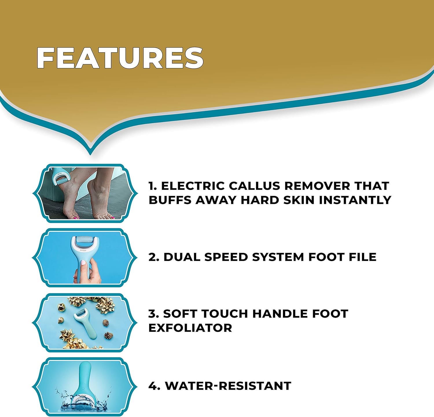 Amope Pedi Perfect Wet & Dry Foot File, Callous Remover for Feet, Hard and Dead Skin - Rechargeable & Waterproof (Packaging May Vary): Health & Personal Care
