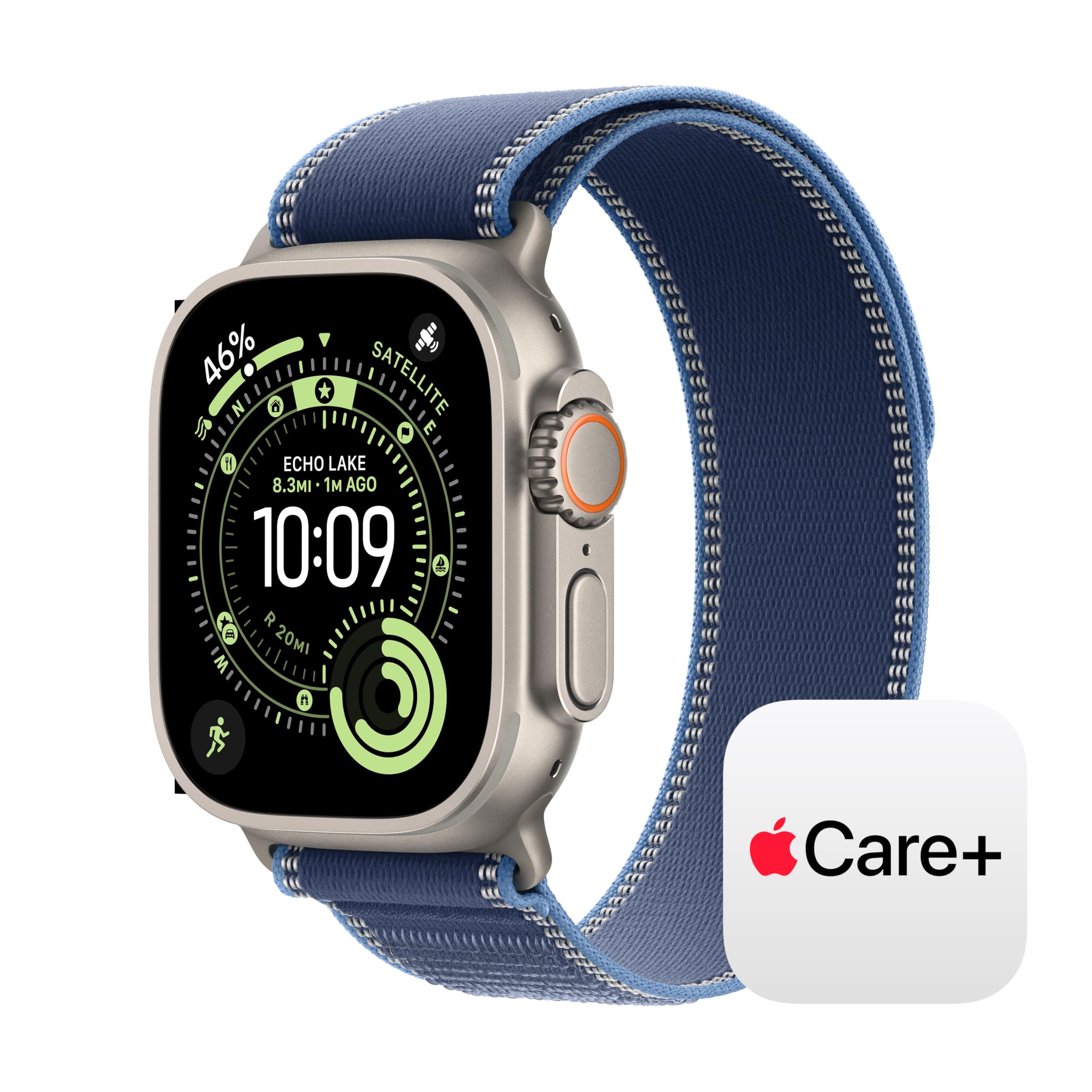 Apple Watch Ultra 3 [GPS + Cellular 49mm] Running & Multisport Smartwatch w/ Rugged Titanium Case w/ Blue/Bright Blue Trail Loop - M/L w/ AppleCare+ (2 years)