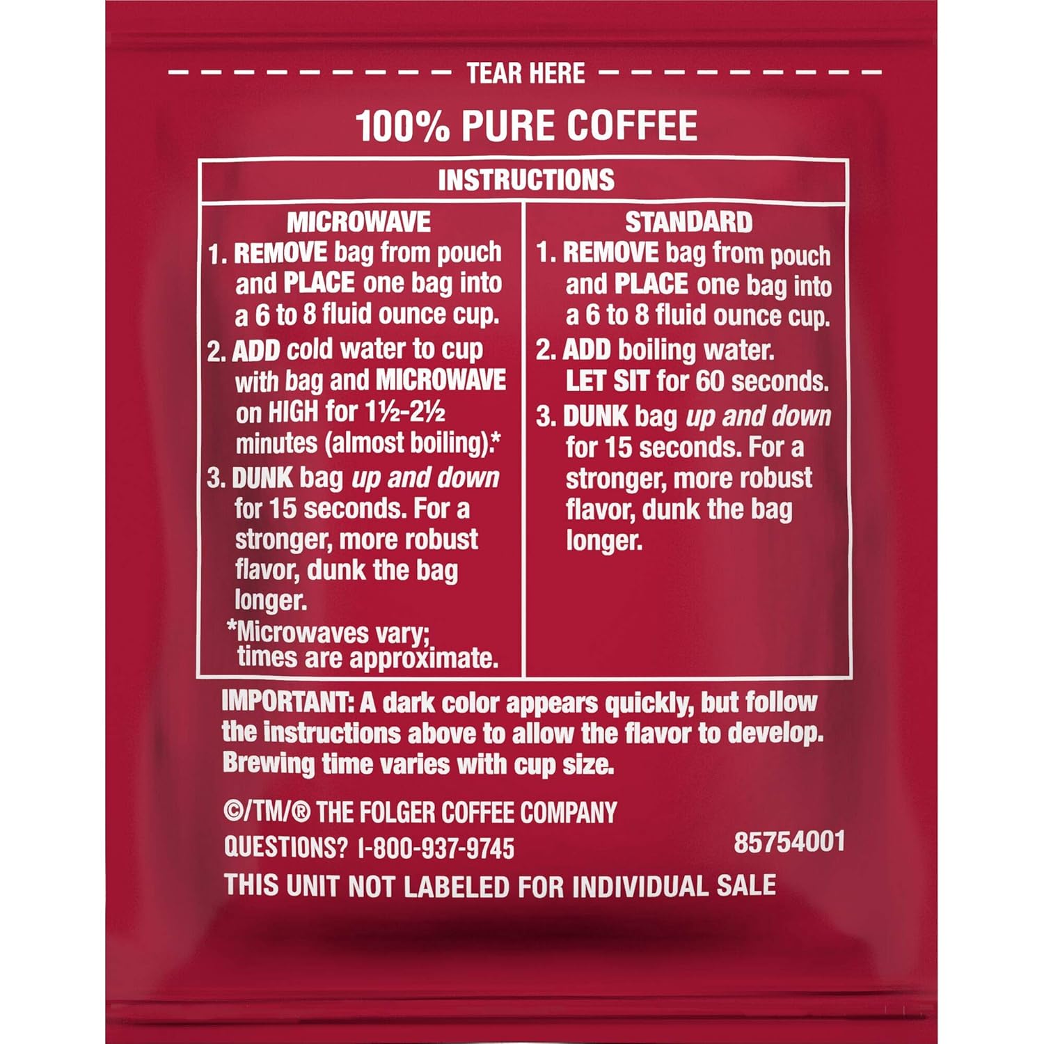 Folgers Coffee Singles Classic Roast Medium Roast Coffee, 19 Single Serve Coffee Bags : Grocery & Gourmet Food