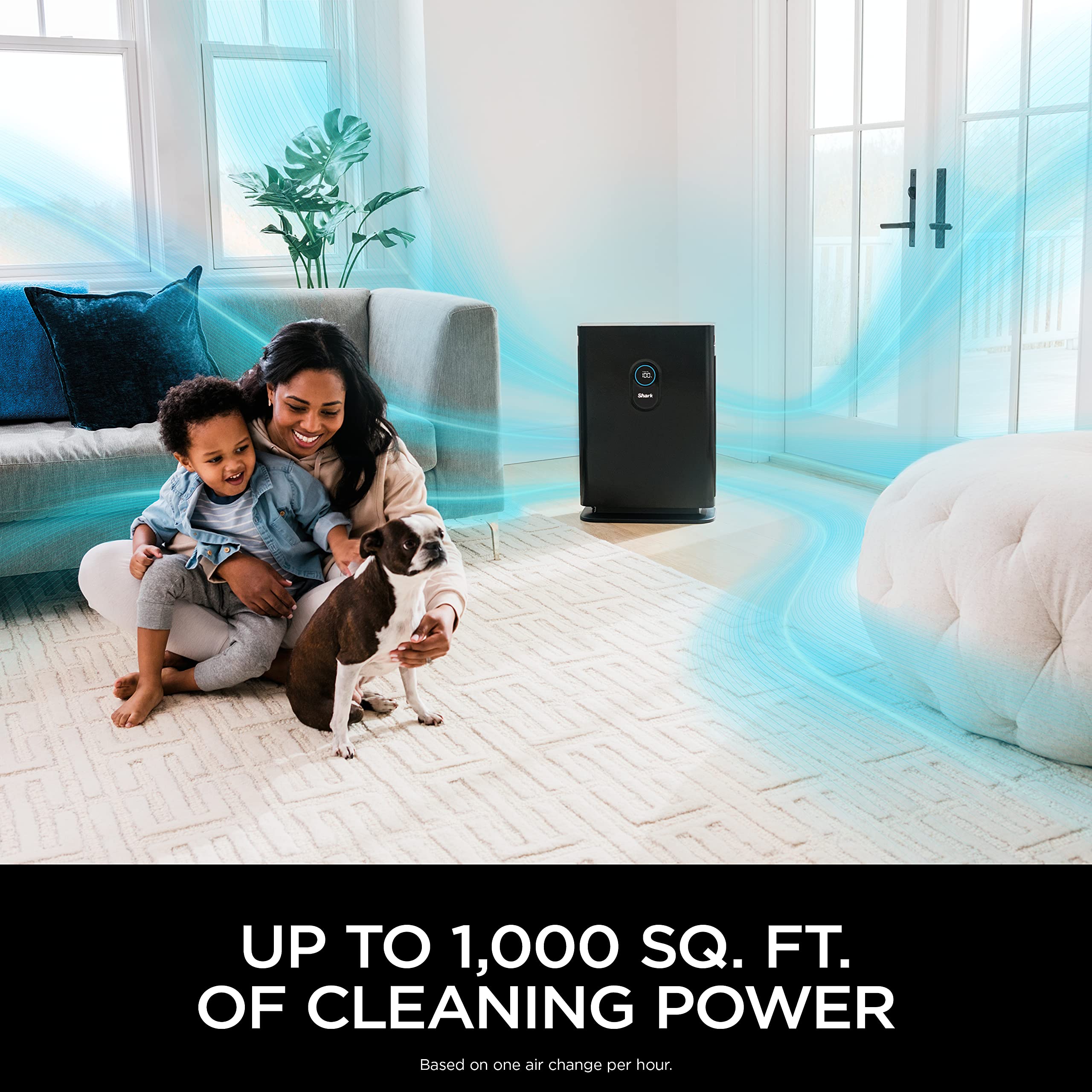 Shark 4 Fan Air Purifier for Home, Office, and Bedroom with HEPA Filter, Covers Up To 1000 Sq Ft,Removes Odors, Dust, Allergens, and Pollutants, HE402