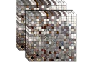 sanyeskkiy 10 Sheets Peel and Stick Backsplash Tile, Self-Adhesive Mosaic Tile, Stick on Kitchen, Bathroom Vanities, Fireplace Décor, Laundry Table (10, Mixed Bronze)