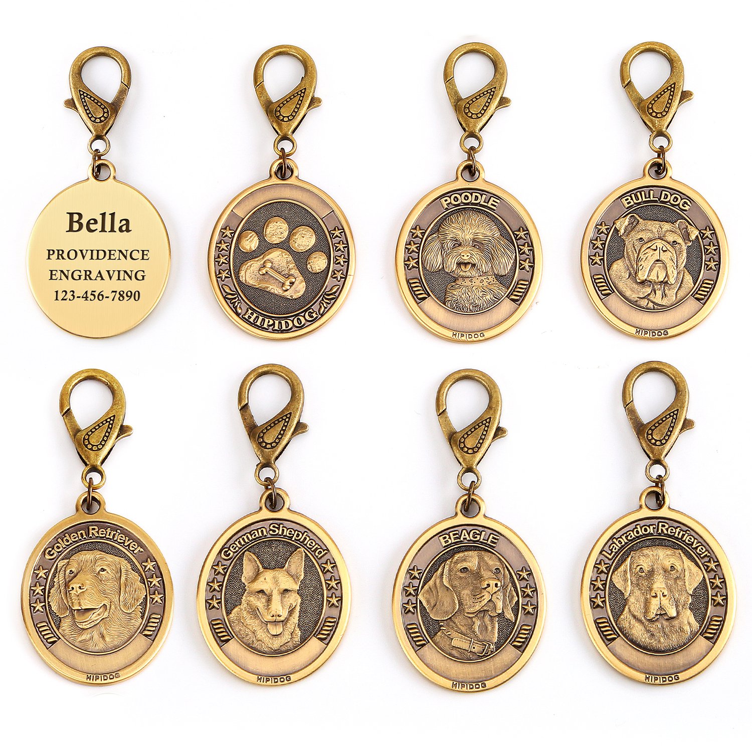Personalized Dog Tags for Dogs Engraved, Premium Brass Custom Pet ID Tags for Small Medium Large Dog Breeds (Bull Dog)