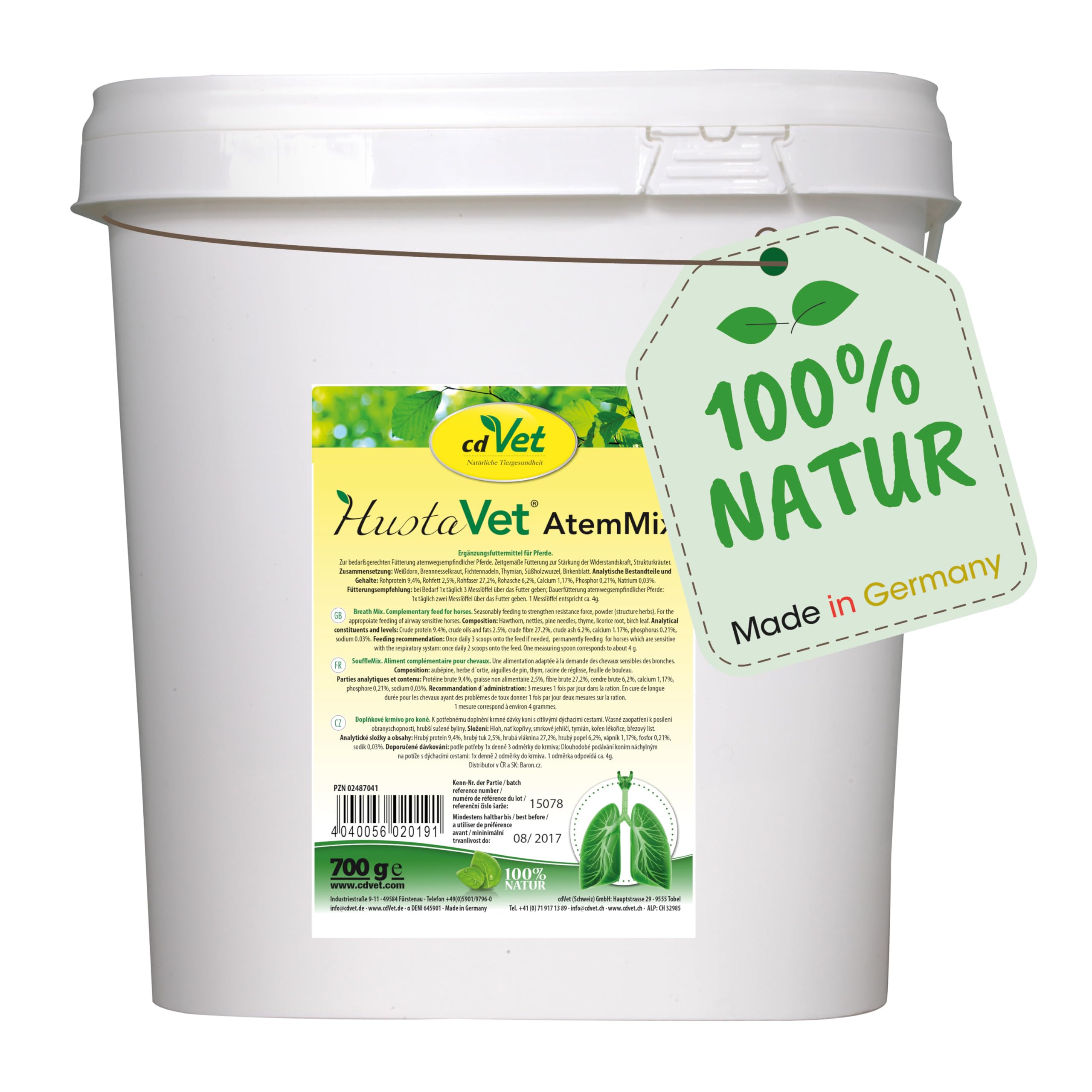 cdVet Natural Products CoughVet BreathMix 700 g - for the needs-based feeding of respiratory tract sensitive horses - supply of vitamins - support of bronchial function - cardiovascular system -