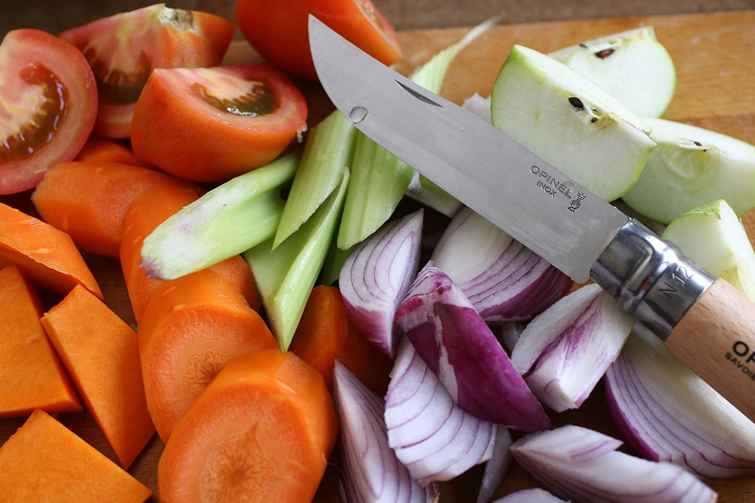 Opinel No.08 Stainless Steel Folding Knife with Beechwood Handle : Folding Camping Knives : Sports & Outdoors