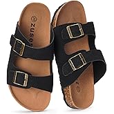 ZUSERIS Kids Toddler Sandals for Boys Girls Summer Cork Footbed Slides Non-slip Comfort Suede Leather with Adjustable Straps for Indoor Outdoor