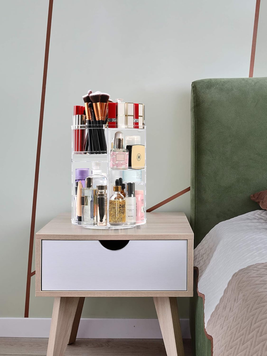 Kootek Rotating Makeup Organizer - 360 Spinning Makeup Storage Rack Adjustable Swivels Cosmetic Organizers Brush Holder Large Capacity with 4 Layers Tray for Bathroom Bedroom Vanity Dresser Room: Beauty