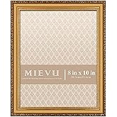 MIEVU 8×10 Picture Frame Gold - Picture Frames for Wall Hanging And Tabletop Display, Ornate Photo Frame for Poster,Vintage Frames,with Durable Plexiglass