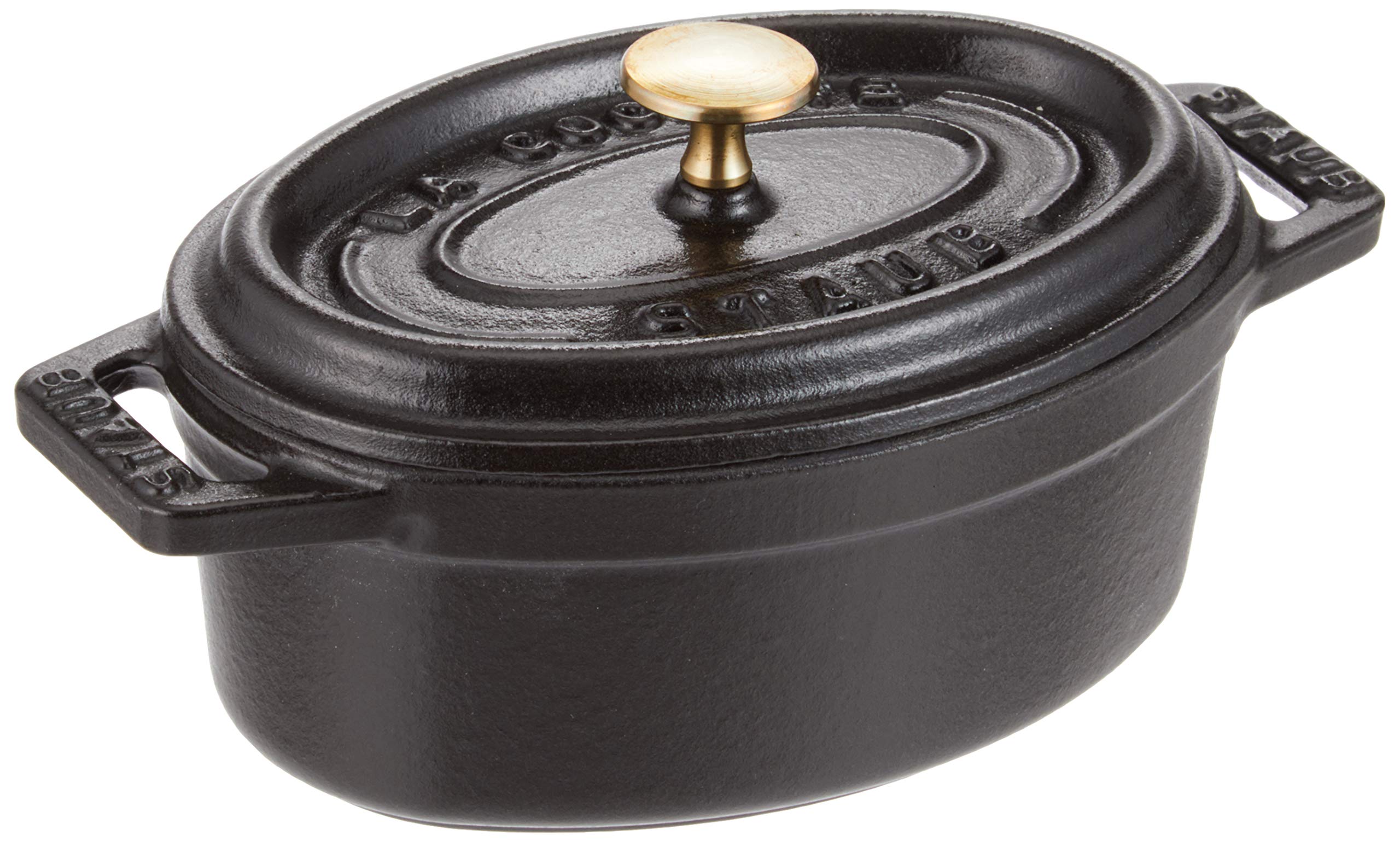STAUB 1101125 Cast Iron Oval Mini Cocotte 11 cm Black