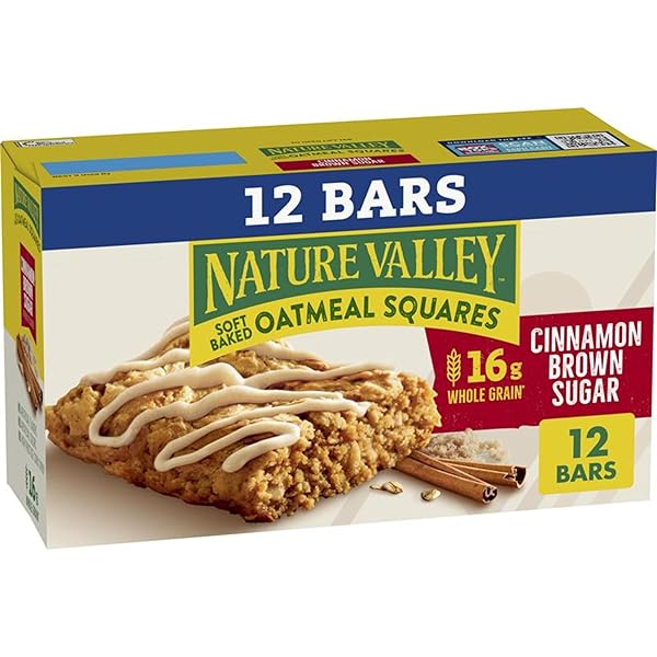 NATURE VALLEY SOFT BAKED OATMEAL SQUARES, CINNAMON BROWN SUGAR, 12 BARS, 14.88 OZ