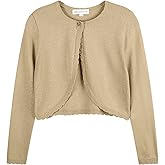 TRENDSTITCH Girls Long Sleeve Sparkle Bolero Cardigan Kids Button Closure Knitted Shrug Cropped Sweaters Tops 3-12 Years