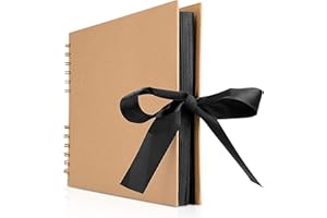INNOCHEER Photo Album Scrapbook - Photo Album Self Adhesive 80 Black Pages, Large Photo Album Scrap Book Wedding Guest Book for DIY Anniversary Travel Memory Scrapbooking (Brown 8X12)
