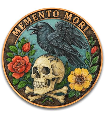 thumbnail image 2 of Tempus Fugit Coin Memento Mori Challenge Coin - Tempus Fugit Skull & Hourglass Design With Display Case Skull Hourglass Coin 2 of 11
