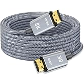 HDMI Cable Fiber Optic 8K 4K 100 ft, 8K 60Hz / 4K 120Hz Ultra High Speed | HDMI 2.1 Cord, 48Gbps, eARC, HDR, 48 bit, Braided, 3D, HDCP 2.2, Compatible with Xbox, PS5, TV, Laptop, Monitor, Projector