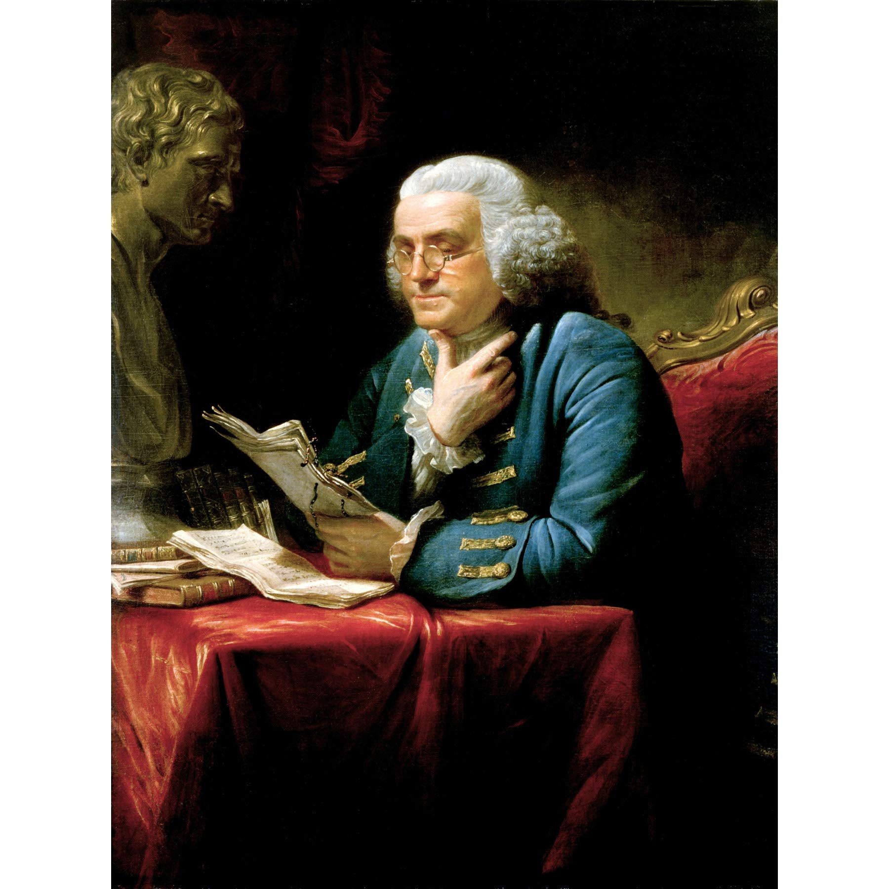 Martin Portrait Founding Father Benjamin Franklin Painting Large Wall Art Poster Print Thick Paper 18X24 Inch