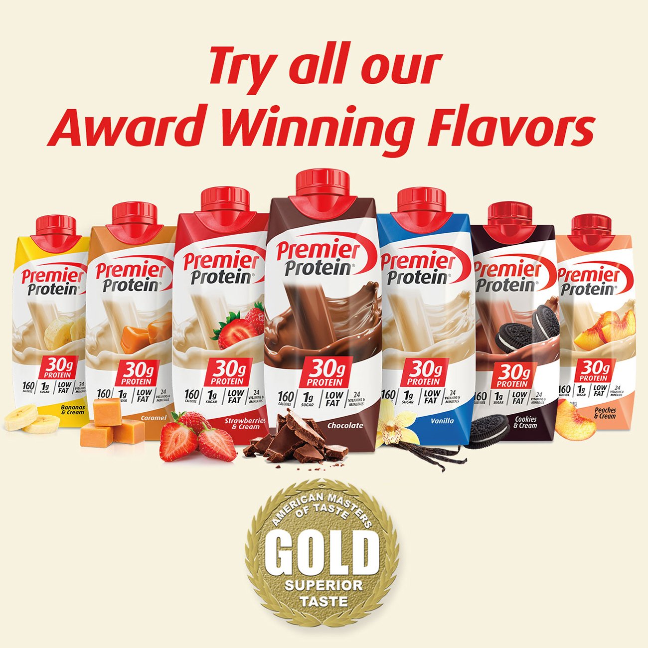 Premier Protein 30g Protein Shakes, Chocolate, 11 Fluid Ounces, 4 Per