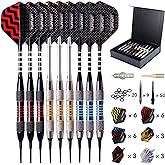 Turnart Darts Plastic Tip 9 Pcs 18 Grams Professional Soft Tip | Darts Set for Electronic Dartboard with 50 Extra Tips 9 Shafts 27 Flights Tool Kit Flight Protectors and Gift Darts Case