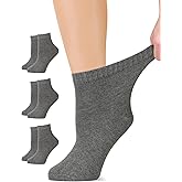 LAETAN Women's Diabetic Ankle Socks, Made with Rayon derived from Bamboo | Loose Fit, Seamless | Size 6-9/10-12, 3 Pairs