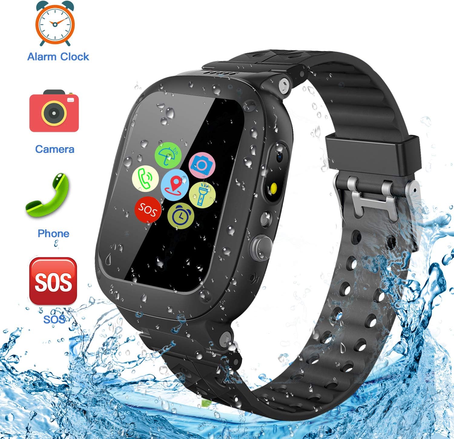 Kids Smartwatch Waterproof with LBS Tracker HD Touch Screen Smart Watch Phone SOS Camera Games Recorder Alarm for Boys Girls Great Gifts