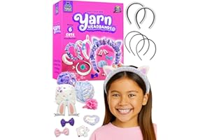 PURPLE LADYBUG Headband Making Kit for Girls - Gifts for Girls 6-8-12 Years Old, Christmas, Birthday Gift, Fun DIY Craft Kit for Ages 6-12 with 6 Headbands, Colorful Yarns, Ribbons, & Hair Clips