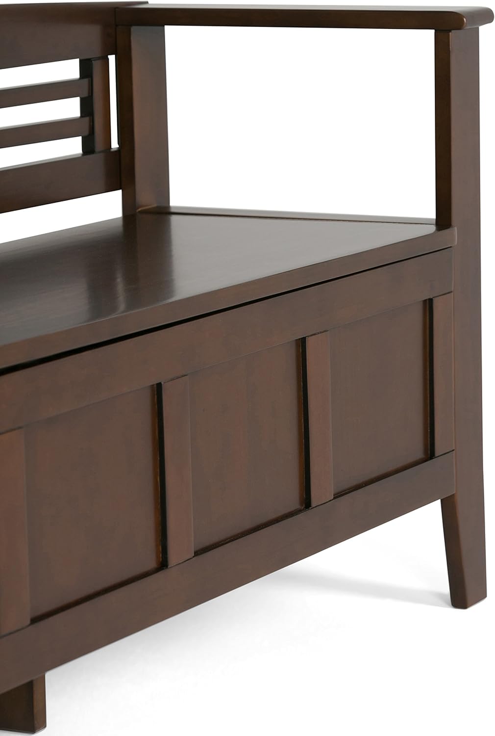 Simpli Home Adams SOLID WOOD 48 inch Wide Entryway Storage Bench with Safety Hinge, Multifunctional, Rustic, in Rustic Medium Brown: Kitchen & Dining