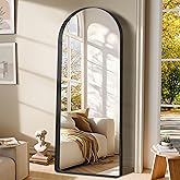 GlasFlength 71"x31" Full Length Mirror, Aluminum Frame Vintage Arched Full Length Deep Mirror with Shatterproof Glass Mirror - Leaning Against or Wall-Mounted for Living Room, Bedroom, Bathroom, Black
