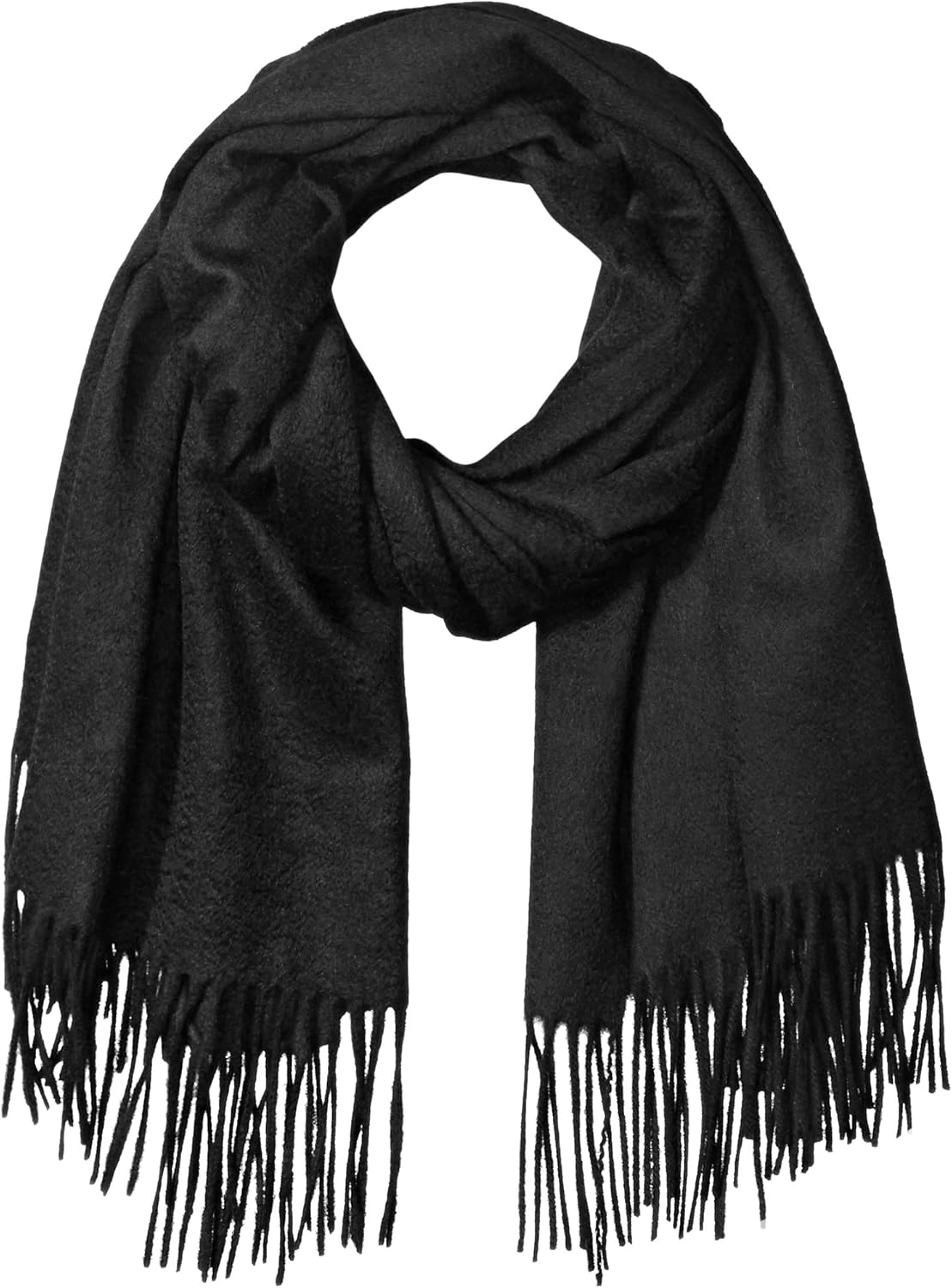 Sofia Cashmere Women's 100 Percent Cashmere Fringed Stole Scarf, Black