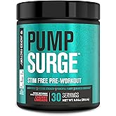 Jacked Factory Pumpsurge Caffeine Free Pre Workout for Men & Women - Nootropic Booster & Stim Free Pre Workout - Intense Pumps, Enhanced Focus - 30 Servings, Cherry Limeade