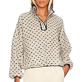 Hixiaohe Fleece Sweatshirt for Women Winter Long Sleeve High Neck Fuzzy Sherpa Pullover Jacket Warm Outerwear with Pockets