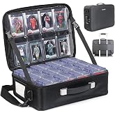 Luxtude Trading Card Storage Box w/Adjustable Dividers, Card Carrying Case | Large Baseball Sports Card Case w/Combination Lock, Top Loader Card Storage for 35pt Toploaders/Pokemon/MTG/TCG etc.