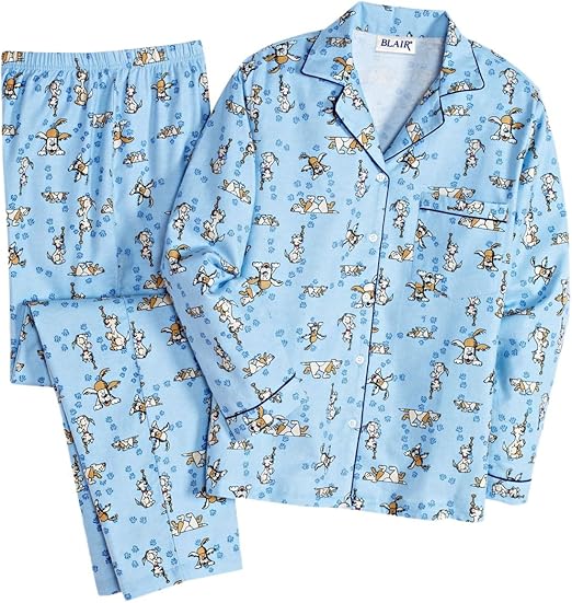Blair Women S Plus Size Print Flannel Pajamas Xl Blue Dog At