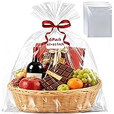 Soarvita 6 Pack Extra Large Cellophane Bags for Gift Baskets 40 x 50 Inch – Clear Cellophane Wrap for Large Easter Gift Baskets, Holiday Parties, Weddings & Birthdays – 2.8 Mil Thick Clear Gift Bags