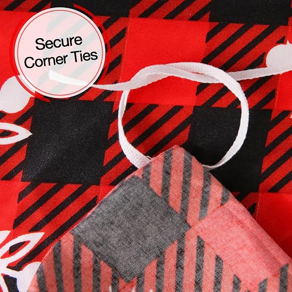 JSD RED BUFFALO PLAID SNOWFLAKES CHRISTMAS WINTER DUVET COVER SET QUEEN SIZE