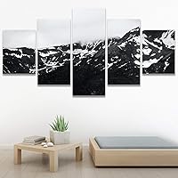 SIGNWIN 5 Panel Canvas Wall Art Monochromatic Mountains for Home Decorations Ready to Hang - 60