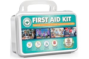 General Medi 120 Pieces Hardcase First Aid Kit - First Aid Box Includes Instant Cold Pack, Emergency Blanket for Travel, Home, Office, Vehicle, Camping, Workplace & Outdoor