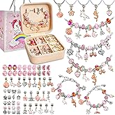 BEIKEETOO DIY Charm Bracelet Making Kit - 162 Pcs Kids Jewelry Making Kit for Girls 4-12, Birthday & Christmas Gifts with Portable Organizer Box