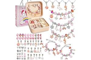 BEIKEETOO Valentines Day Gifts for Girls - Charm Bracelet Making Kit for Girls 8-12 DIY Bead Jewelry Making Kit with Box, Arts and Crafts for Kids 6-8 Gifts for Girl Toys Age 4-12 Birthday Valentines