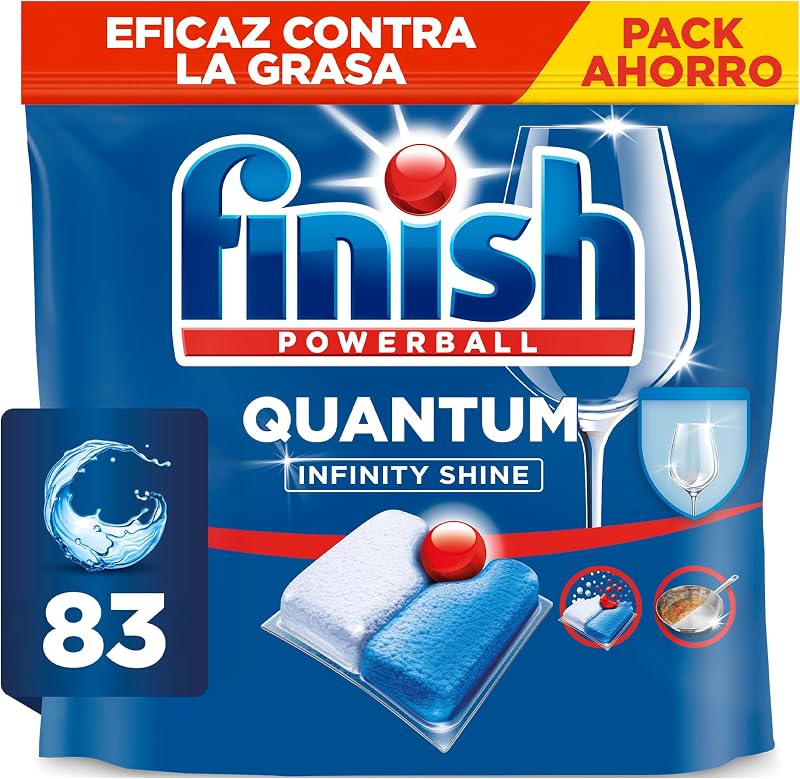 Acabamento powerball quantum infinity shine, pastilhas para lava-louças com proteção de vidro, 83 pastilhas
