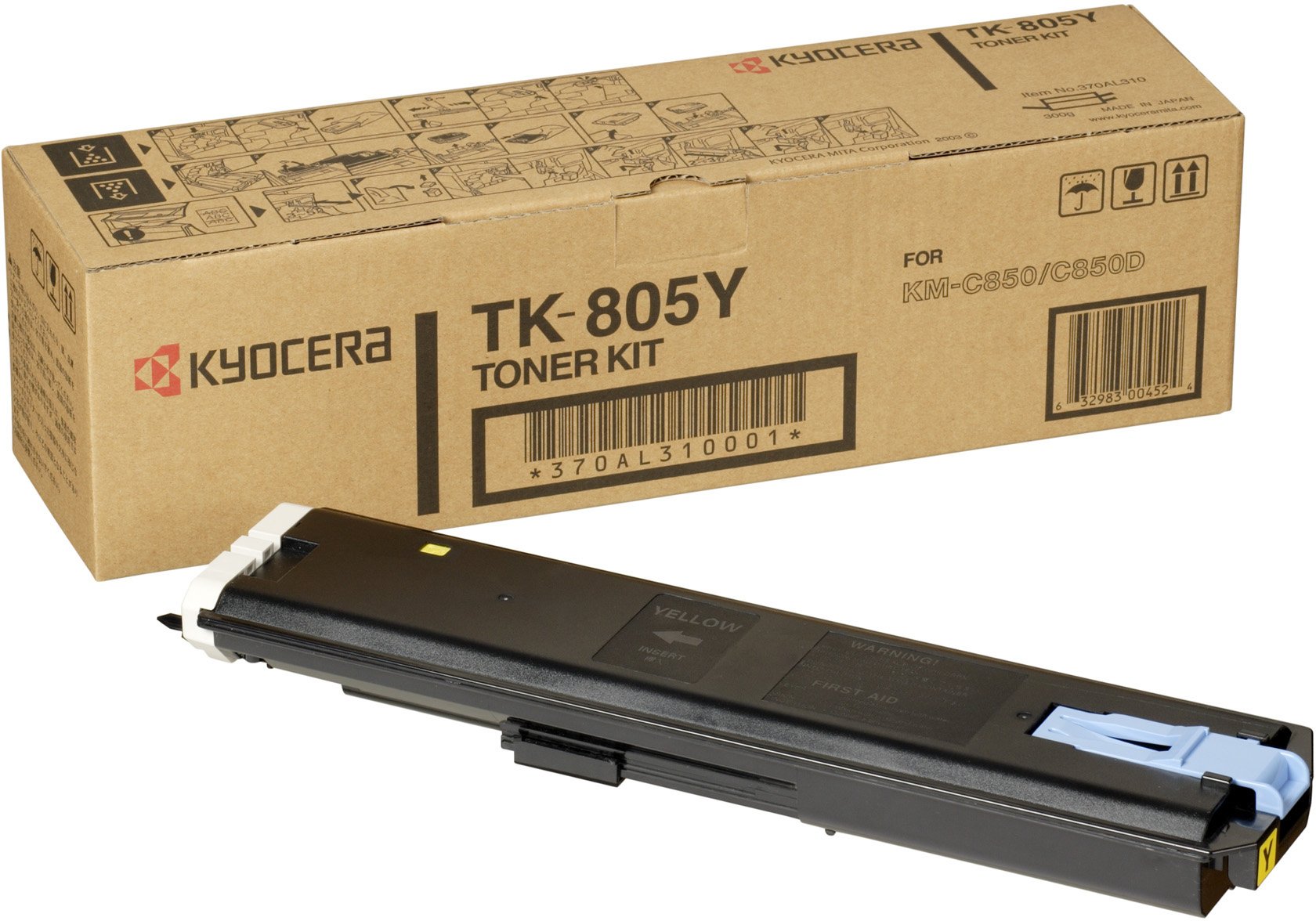 Kyocera TK-805Y Toner Yellow, 10,000 Pages, Original Premium Printer Cartridge 370AL310 compatible with ECOSYS KM-C850