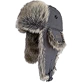 Ushanka Winter Trapper Hat with Ear Flaps for Men Women Warm Hunting Aviator Hats for Outdoor Cold Weather Faux Fur Hat