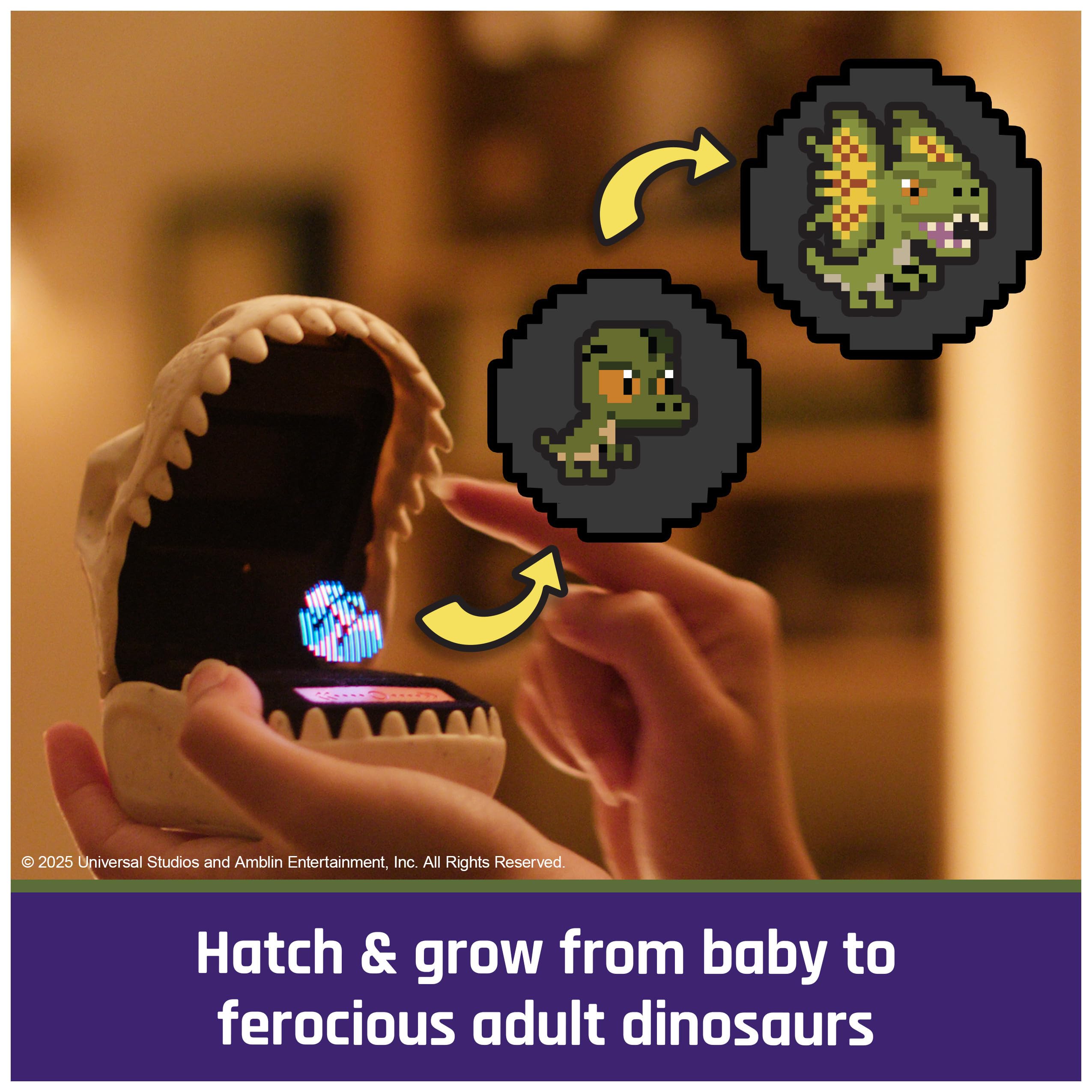 Bitzee, Jurassic World Interactive Dinosaur Toy with 25 Dinosaurs Inside, Reacts to Touch, Pods Connect & Interact, Digital Pet Gifts & Stocking Stuffers for Kids
