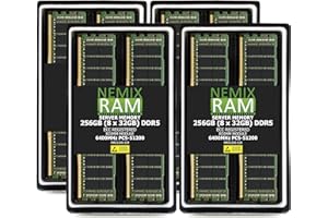 NEMIX RAM 256GB (8X32GB) DDR5 6400MHZ PC5-51200 CL52 2Rx8 1.1V 288-PIN ECC RDIMM Registered Server Memory Compatible with Sup