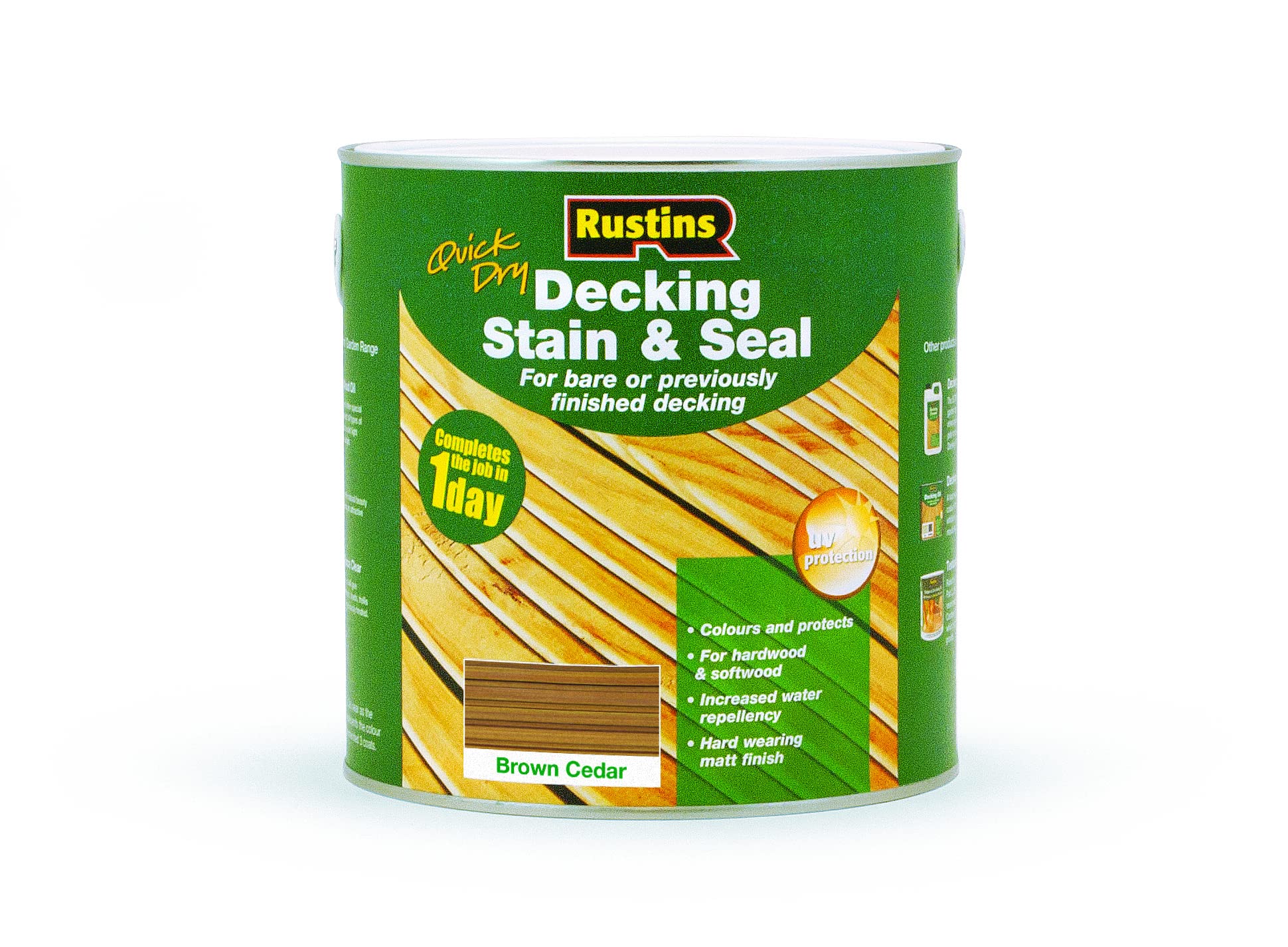 Rustins DEBC2500 2.5L Decking Stain - Brown Cedar - Weatherproof Finish for Outdoor Wood Protection in 3 Stunning Wood Colours; Long-Lasting and Sustainable