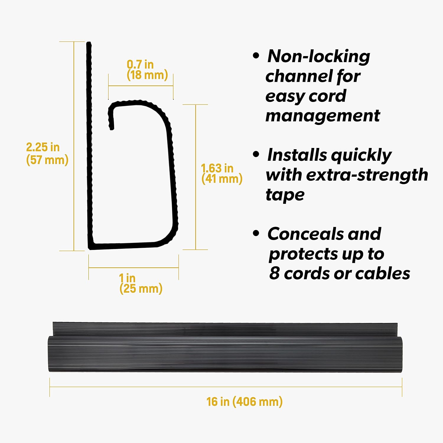 J Channel Desk Cable Organizer by SimpleCord – 5 Black Raceway Channels - Cord Cover Management Kit for Desks, Offices, and Kitchens: Electronics