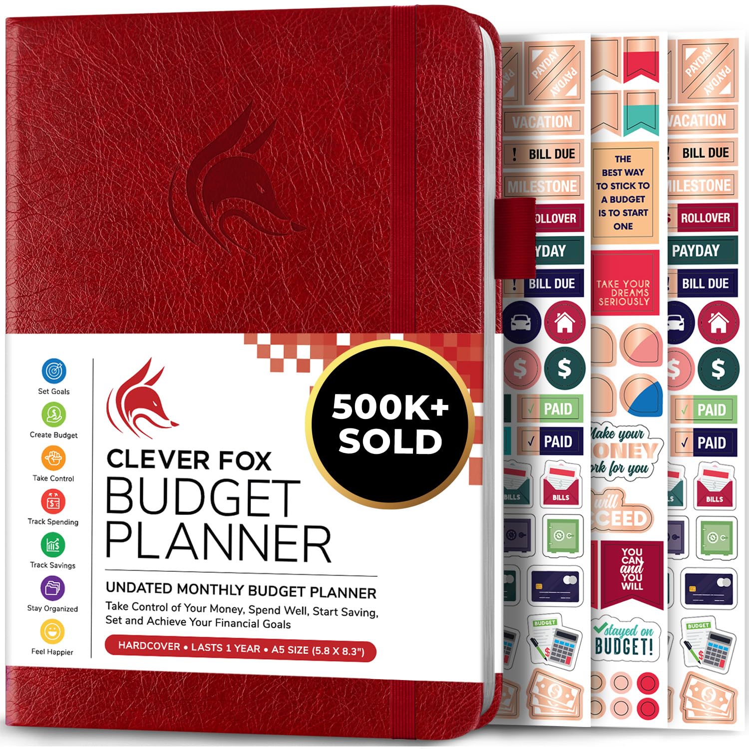 Clever Fox Budget Planner - Expense Tracker Notebook. Monthly Budgeting Organizer, Finance Logbook & Accounts Book, Bill Tracker, A5 (Wine Red)
