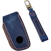 Abamabby New Leather Car Key Fob Cover Shell Compatible with BMW 2023 New X7 I7 XI 7 Series Handmade Leather Key Case Cover 4 Buttons Blue