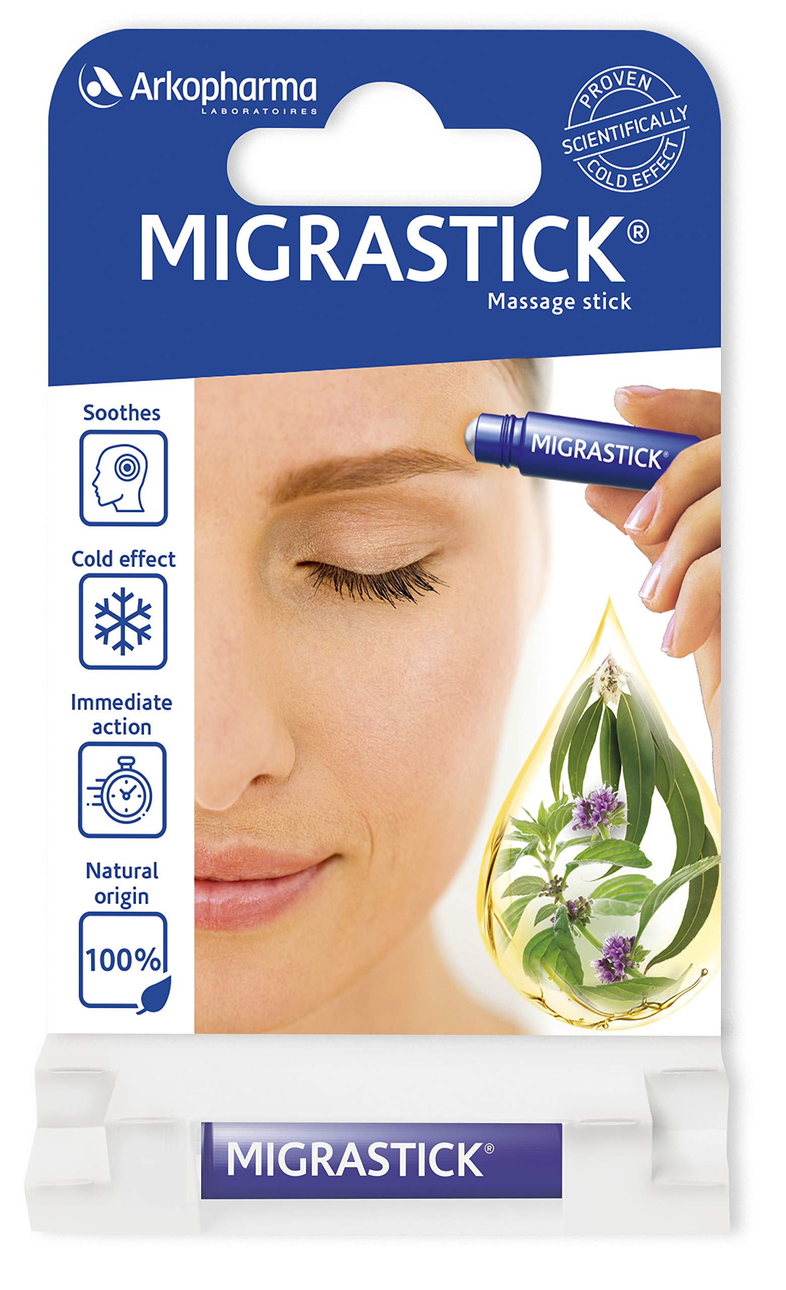 Arkopharma - Migrastick - Natural Relief for Headaches and Migraines - Roll-On, 3 ml (Pack of 1)